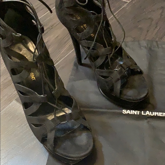 Yves Saint Laurent Shoes - Yves Saint Laurent black lace platform heels